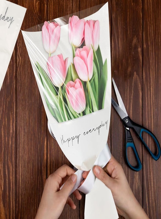 Threetols 20pcs Flower Bags for Bouquets, Kraft Flower Wrapping Bags Paper Floral Packing Sleeves Bouquet Bag for Birthday Wedding Thanksgiving Valentine's Day Teacher Friend Gift Florist Wrap Supply(white) - Image 5